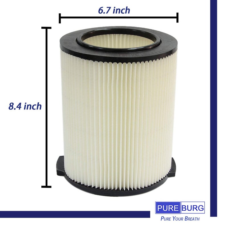 PUREBURG VF4000 Replacement Filter Compatible with Ridgid Wet & Dry 5 to 20 Gal Shop Vac & Husky 6-9 Gal WD5500 WD0671 RV2400A RV2600B WD06700 WD09450,2-Pack - Image 3